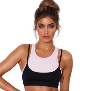 Sarah’s Day x White Fox Active Sezzy Luxe Sports Bra Black and Pink Small